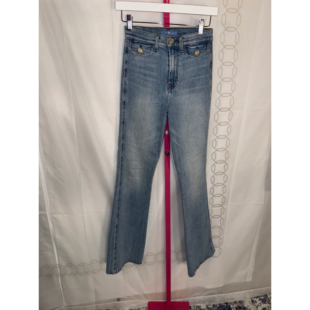 7 For All Mankind High Waisted Flare Jeans Light Wash‎ Denim Womens Size 24